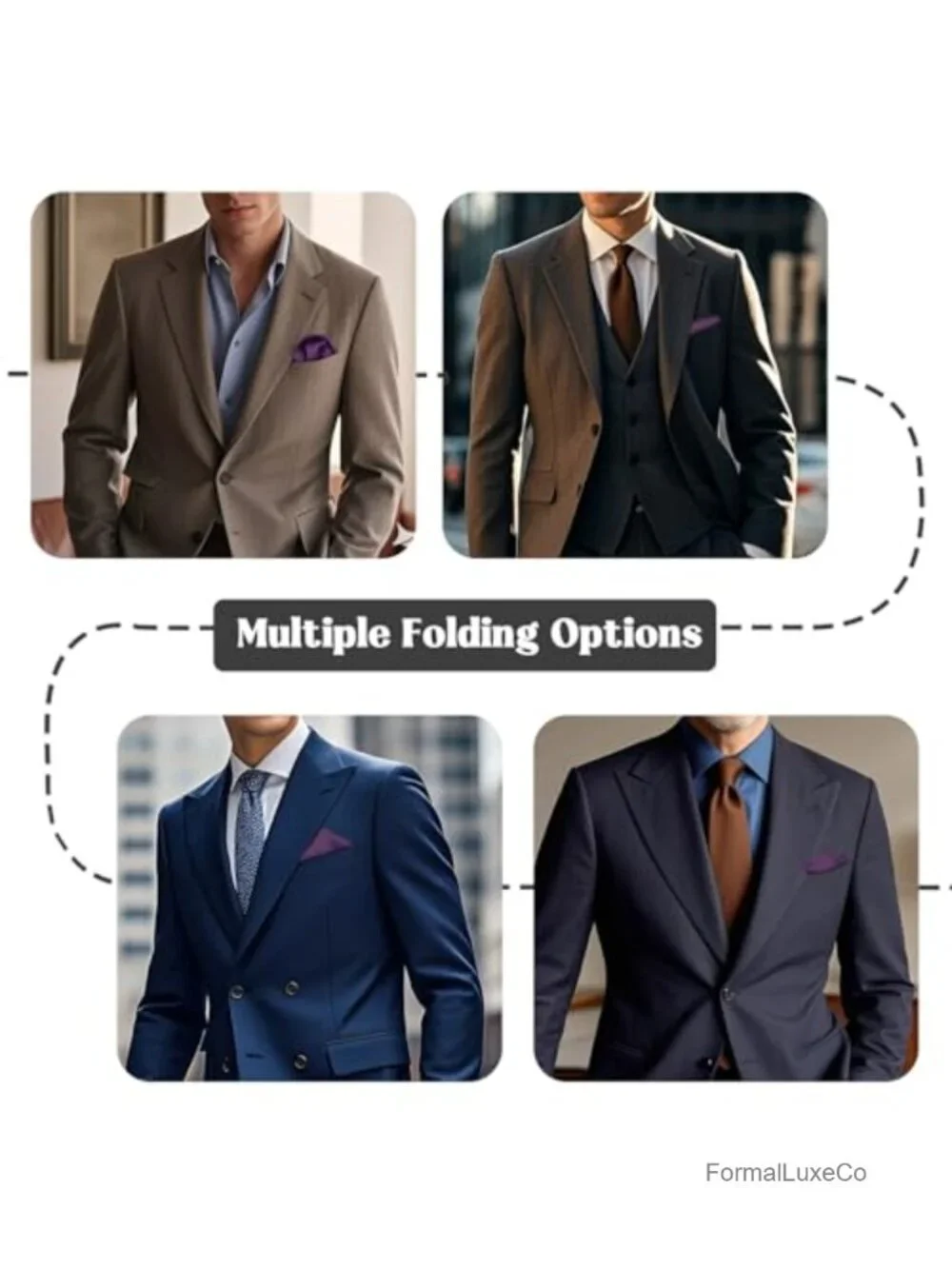 Men's Silk Satin Pocket Square Handkerchief - Easy Fold, Elegant Suit Accessory